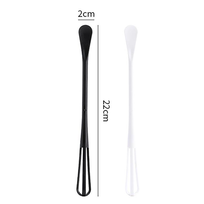 Kapmore 1pc Egg Whisk Plastic Mini Multifunctional Egg Beater Kitchen Utensil With Teaspoon Egg Tools Accessories 2 Colors