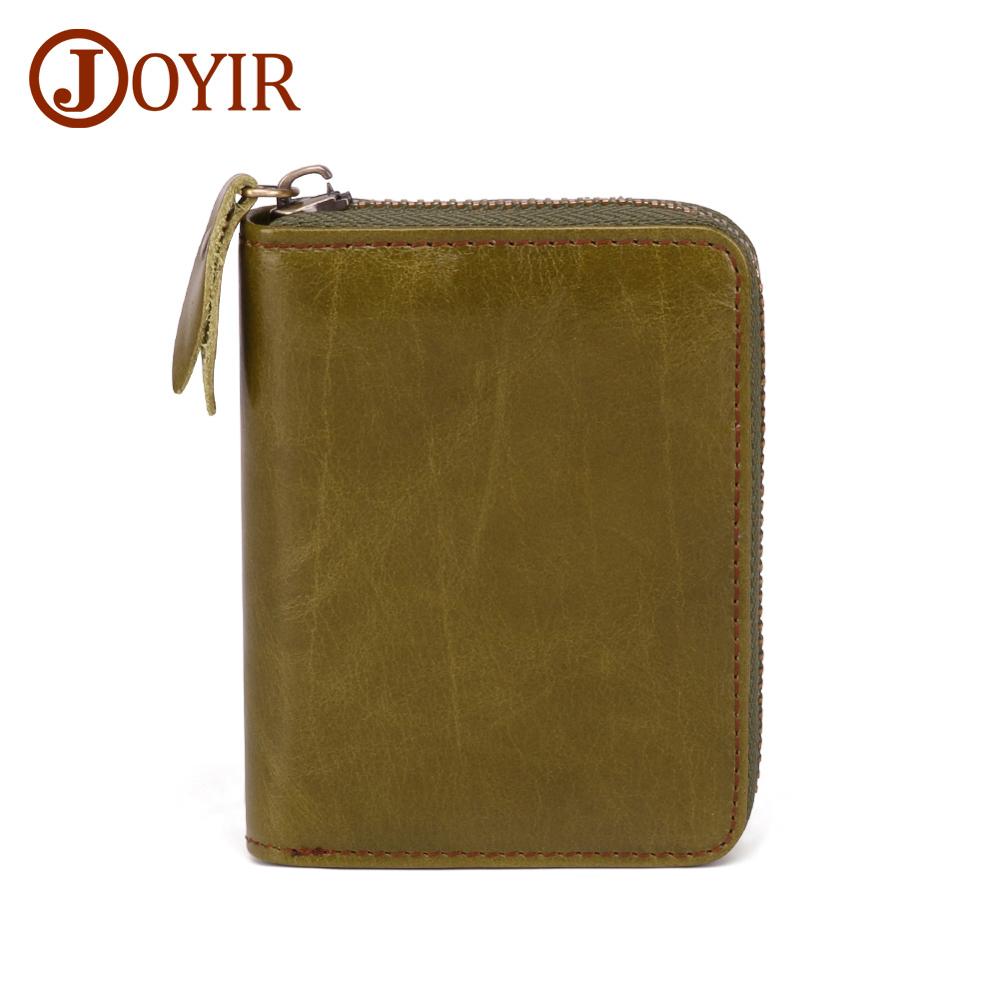 JOYIR Tarjeta de cuero genuino Rfid billetera de negocios de cuero de vaca Unisex tarjeta de crédito cartera hombres mujeres tarjeta Id titular monedero: Dark green