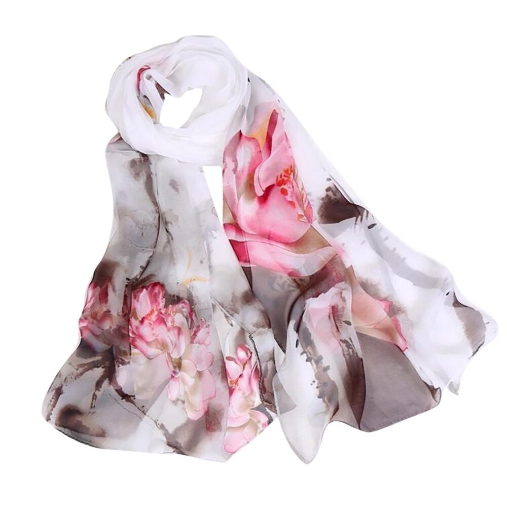 1# Women Scarf Unisex Ink lotus thin silk scarf Soft Wrap Shawl Scarves Chinese style Multi-Purpose шарфы женские: C