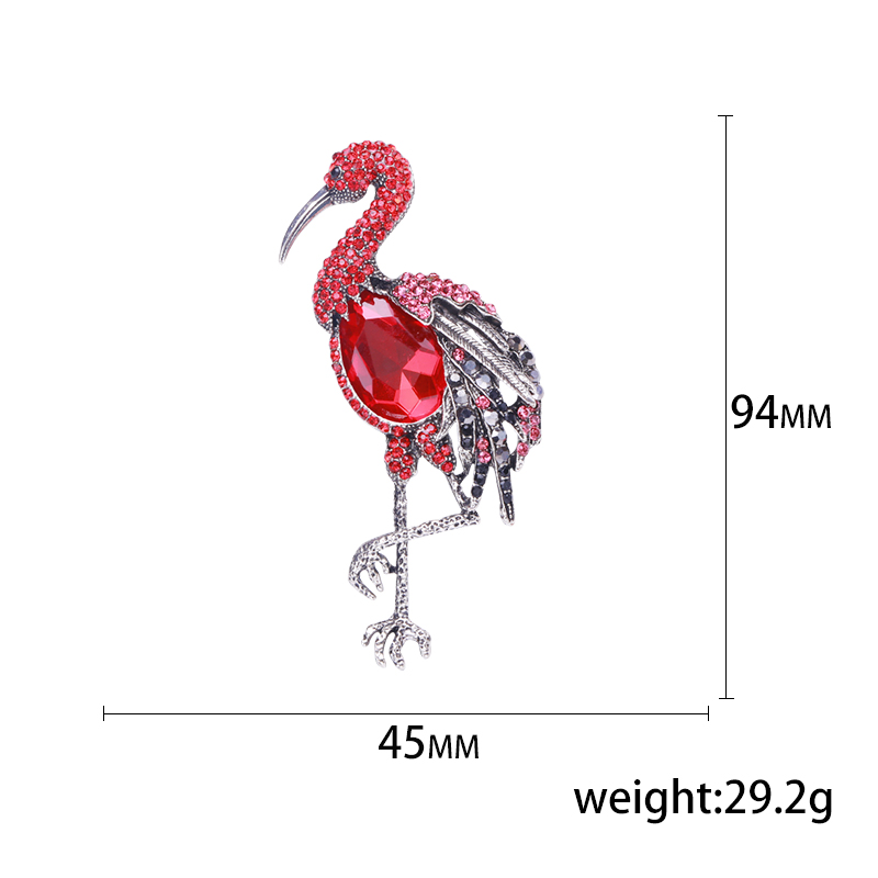 Spille con fenicotteri con strass per donna Spille smaltate per uccelli animali Banchetto Zaino per feste Regali Accessori per gioielli: Rhodium d'imitazione placcato