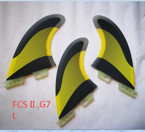 G7 G5 FCS II 2 Surfing Fins Tri Set Line yellow blue Surfboard Fin Surf Accessory M L: C L