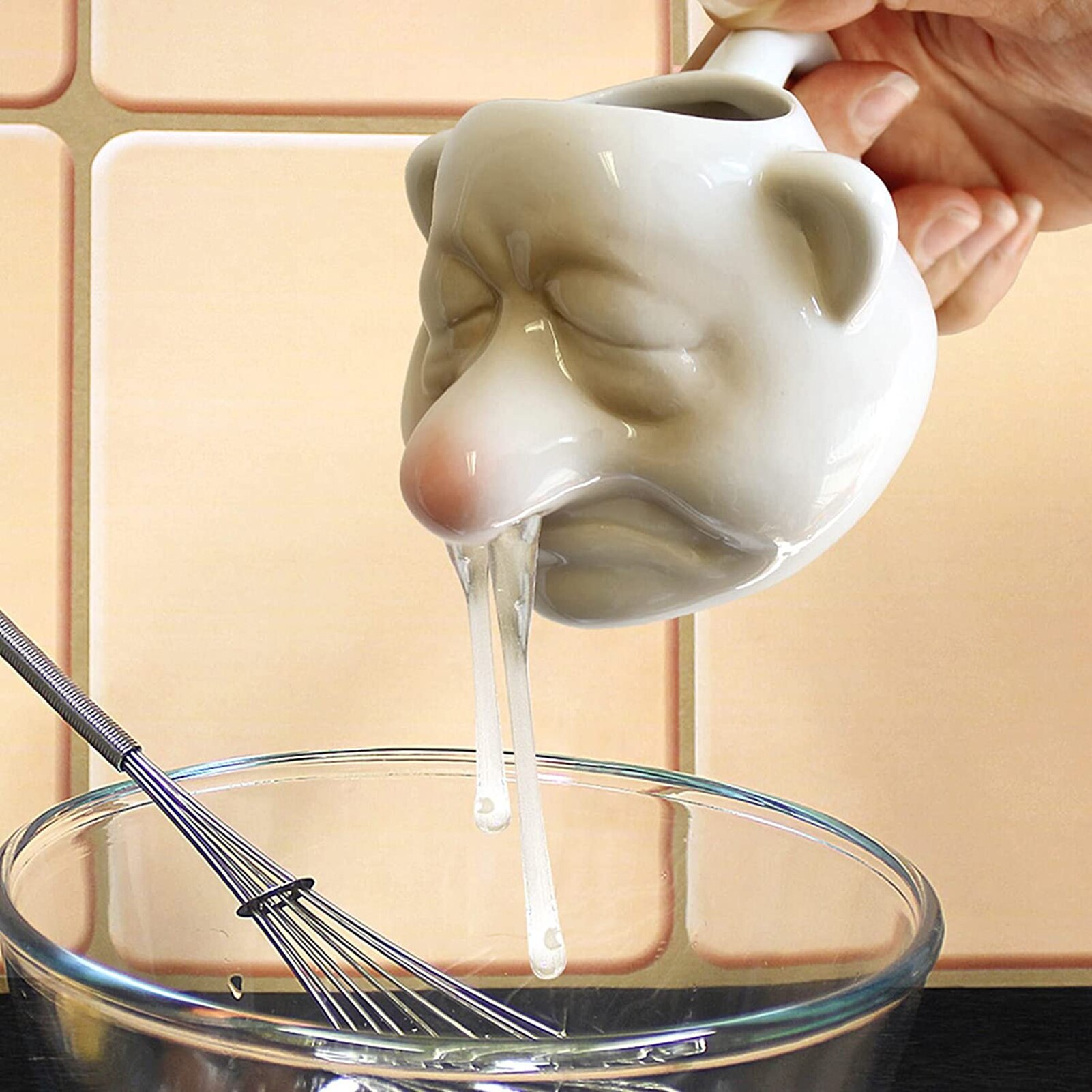 Egg white separator Big nose kitchen baking ceramic cartoon face egg white separator egg white separation gadget