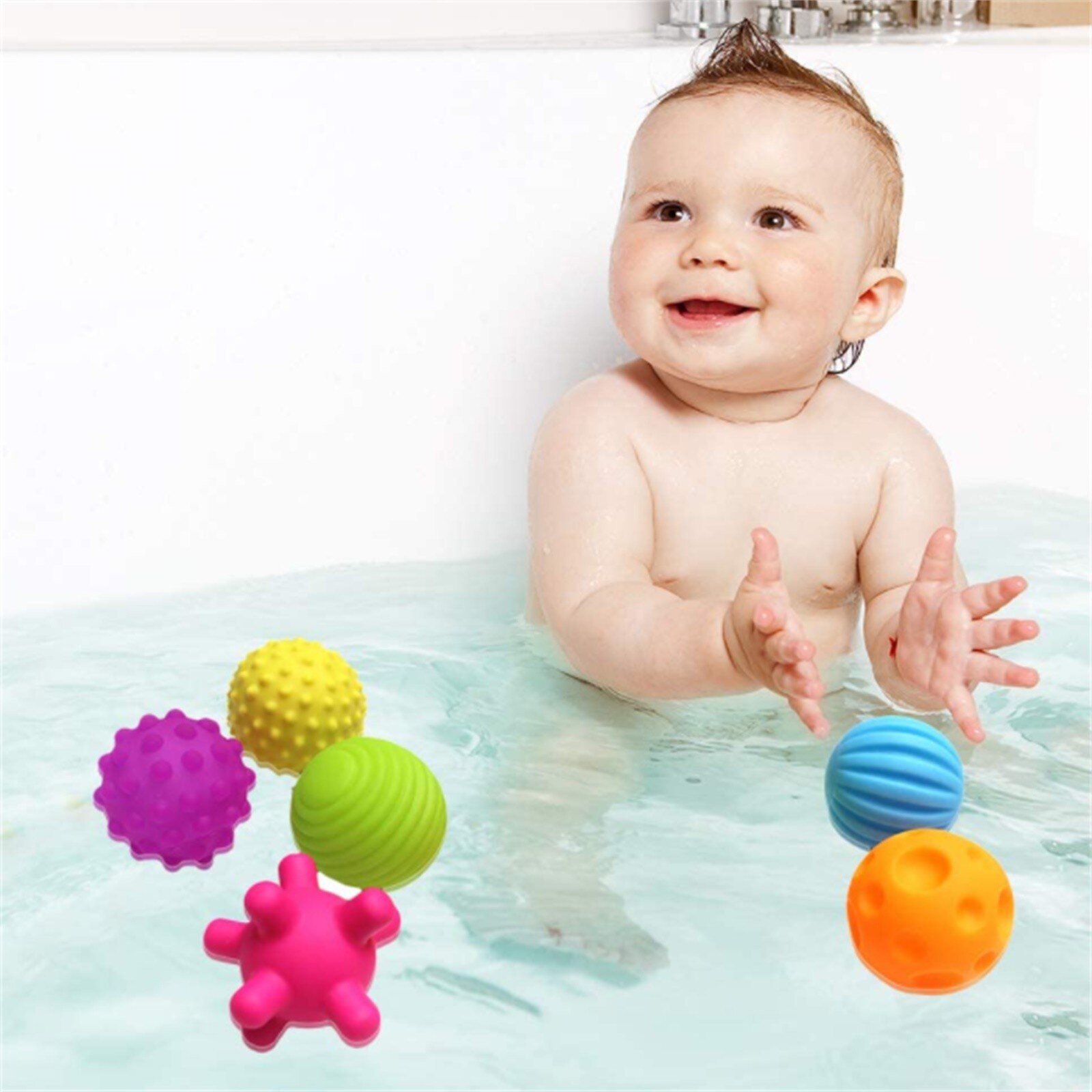 6pcs/set Puzzle Baby Toy Ball Set Develop Baby's Tactile Senses Toy Touch Hand Ball Toys Baby Training Ball Massage Soft Ball