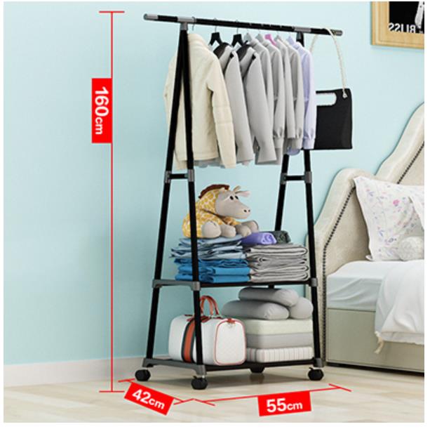 Eenvoudige Driehoek Kapstok Rvs Mobiele Verwijderbare Kleding Opknoping Magazijnstelling Hanger Vloer Stand Kapstok Met Wiel: 2