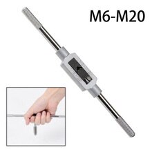 M6-M20 1/4" -3/4" Tap Handle Adjustable Reamer Tapping Wrench Tool Metal Durable Jaws Screw Extractors Reamers Straight Handle