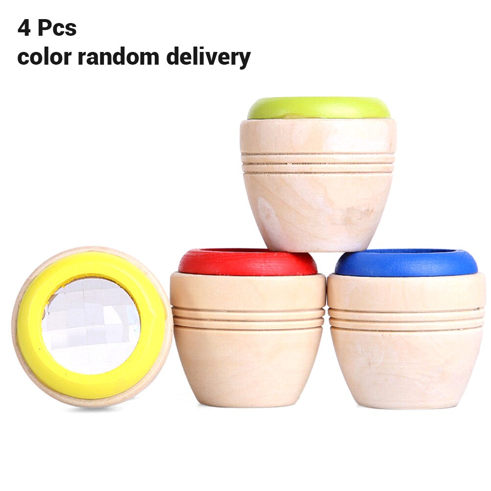 4Pcs Wooden Kaleidoscope Toys Mini Prism Bee Eye Effect Polygon Prism Children Educational Toys