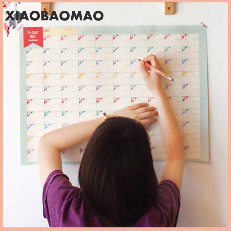 100 Day Countdown Calendar Learning Schedule Periodic Planner Table Calendar Office School Supplies