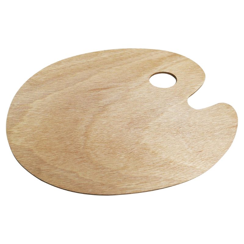 Paleta de madera con orificio para el pulgar para adultos, bandeja Ovalada para pintura acrílica, pintura al óleo, novedad