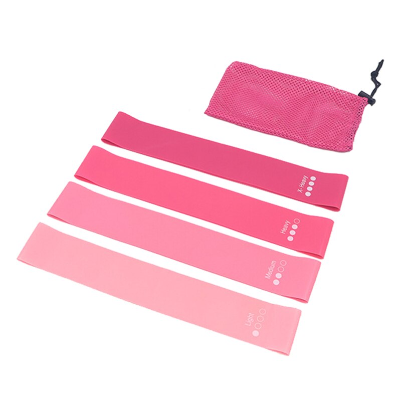 4 In 1 Roze Yoga Riemen Elastische Yoga Weerstand Band Yogic Riem Set