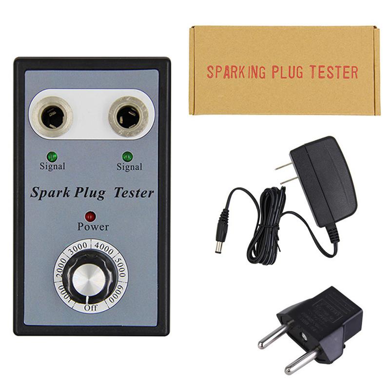 Universal Adjustable Dual Hole Car Spark Plug Tester With EU Plug Ignition Plug Analyzer Diagnostic Tool