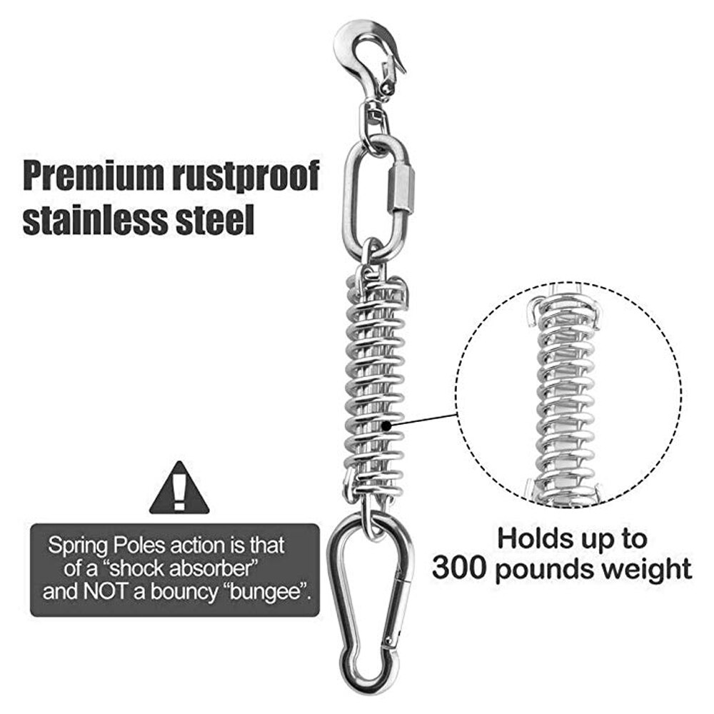 Durable Pet Dog Toys Stainless Steel Spring Pole Puppy Rope Toys Backyard Outdoor Hanging Exercise Rope Pull Tug Of War Toy