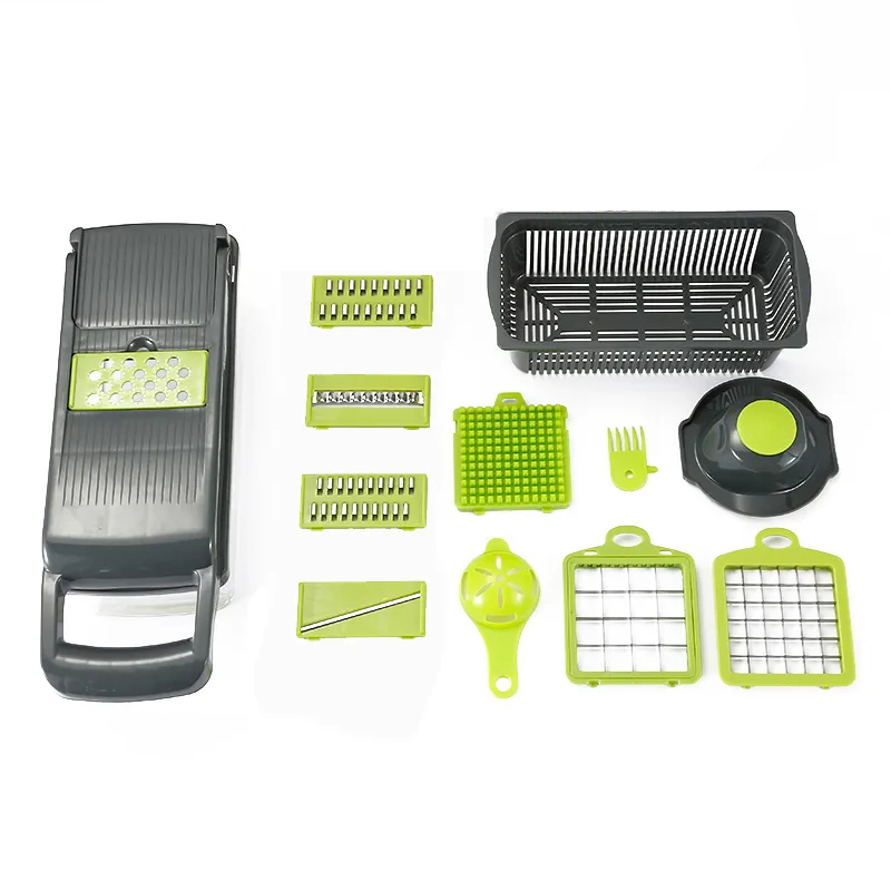 14/16 in 1 Multifunctional Vegetable Chopper Onion Chopper Handle Food Grate Food Chopper Kitchen Vegetable Slicer Dicer Cut: Light Grey