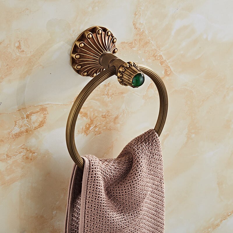 Bathroom Hardware Set Ceramic Brass Towel Rack Paper Holder Towel Bar Corner Shelf Toilet Brush holder Bathroom Accessories: towel ring