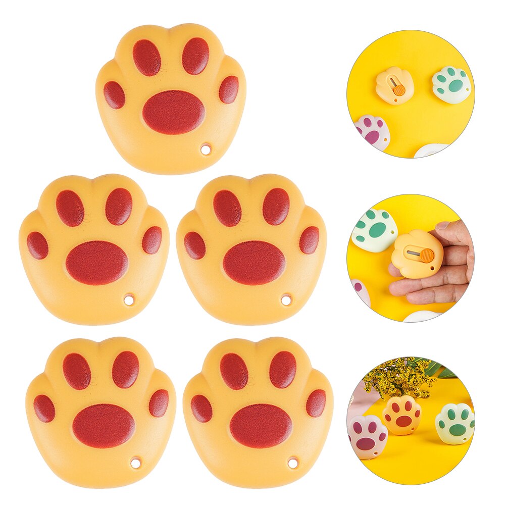 5Pcs Cartoon Utility Cutter Retractable Box Cutter Package Mini Opener (Yellow)