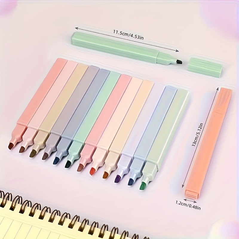 Highlighters Cute Pastel Pens 12 Colors Bible Pens No Bleed With Soft Tip Aesthetics Pens Markers Kawaii Stationary For Students