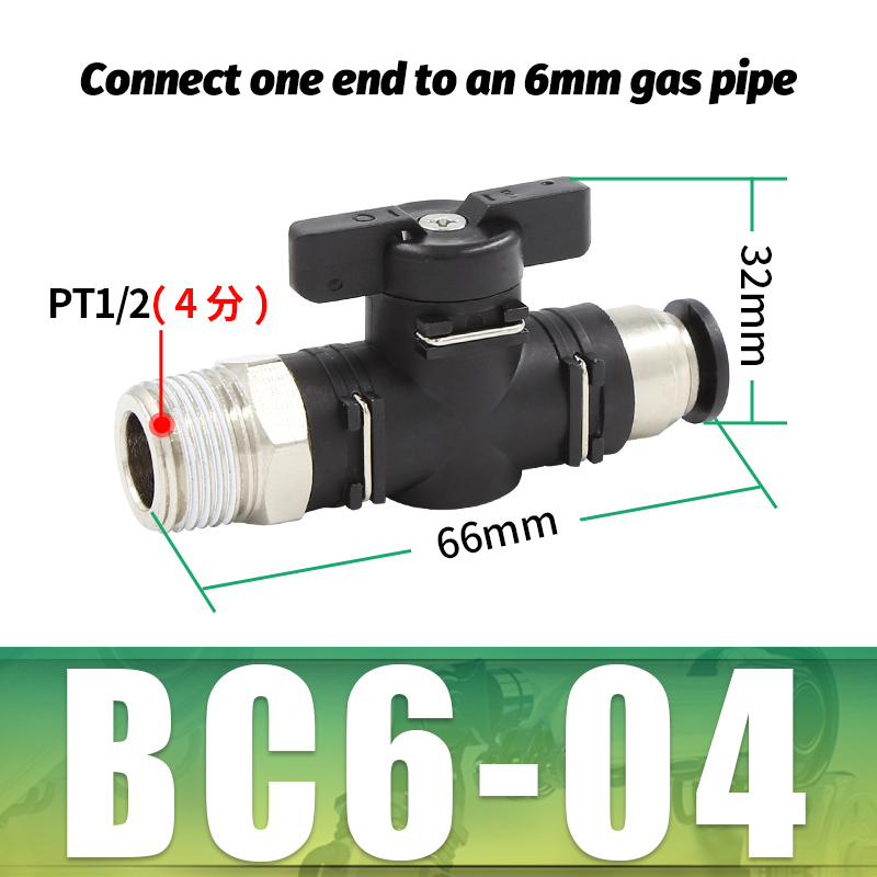 BC pneumatique raccord rapide filetage mâle 1/8 "1/4" 3/8 "1/2 "interrupteur de robinet à tournant sphérique tuyau en polyuréthane vanne manuelle débit vanne rotative manuelle: Violet