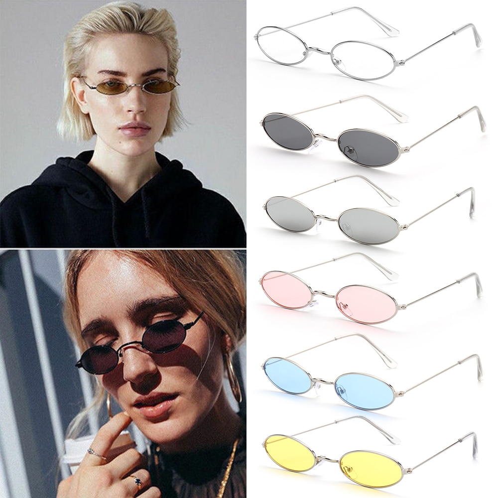 Oval Sunglasses For Women Classic Metal Small Frame Driving Sun Glasses Chain Vintage Shades Summer