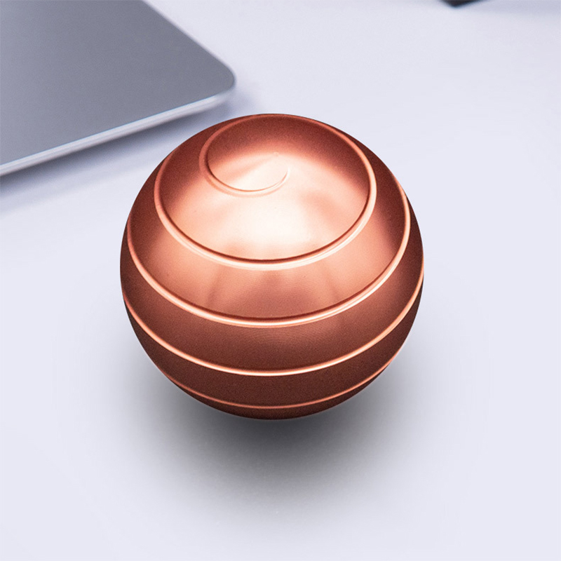 Desktop Decompression Rotating Spherical Gyroscope Anti Stress Desk Toys Adults Metal Gyro Optical Illusion Flowing Finger Toy: rose gold