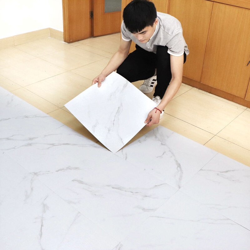 Waterproof Bathroom Floor Stickers Self Adhesive Marble Wallpaper Kitchen Wall Sticker House Renovation Wall Ground Paster Decor