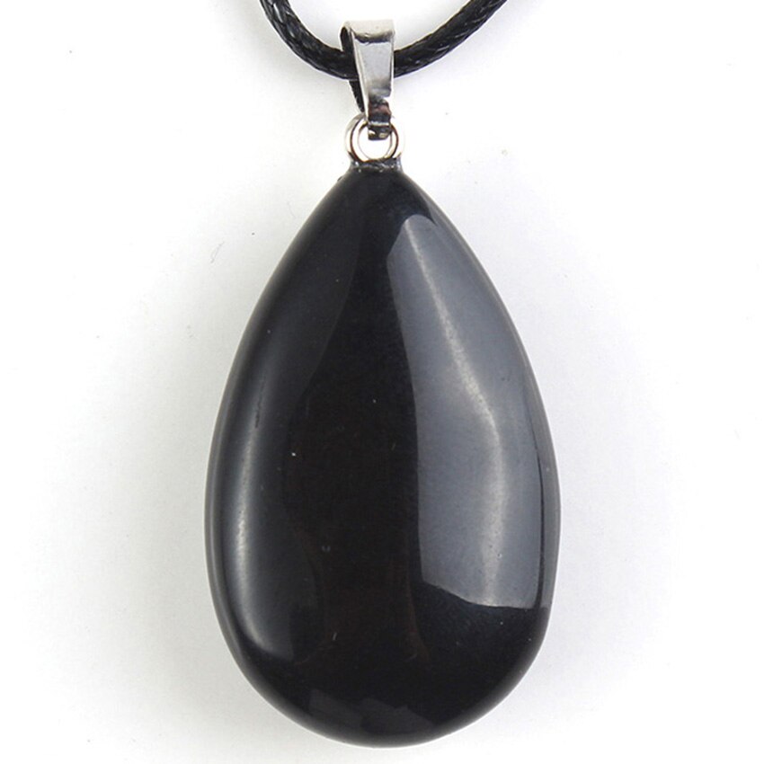 KFT Placcato Argento Naturale Cristallo di Quarzo Pietre Pendenti Con Gemme E Perle Lapis Lazuli Nero Agate Waterdrop Del Pendente In Pietra Gioelleria Raffinata E Alla Moda: Black Agate