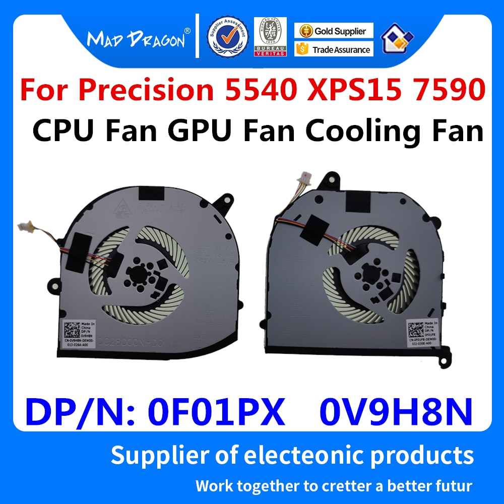 Originele Laptops Cpu Fan Koellichaam Koelventilator Gpu Fan Voor Dell Precision 5540 M5540 XPS15 7590 F01PX 0F01PX v9H8N 0V9H8N