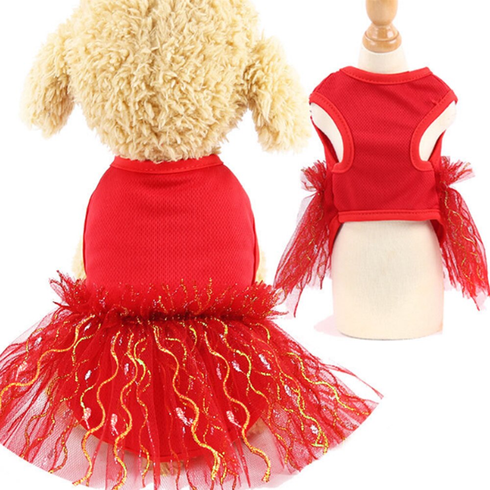 Multi-Size Huisdier Schattige Prinses Jurk Voor Kleine Hond Kat Honden Tutu Jurk Lace Party Dress Rode Hond Ademend kleding Voor Jaar: Rood / XXL