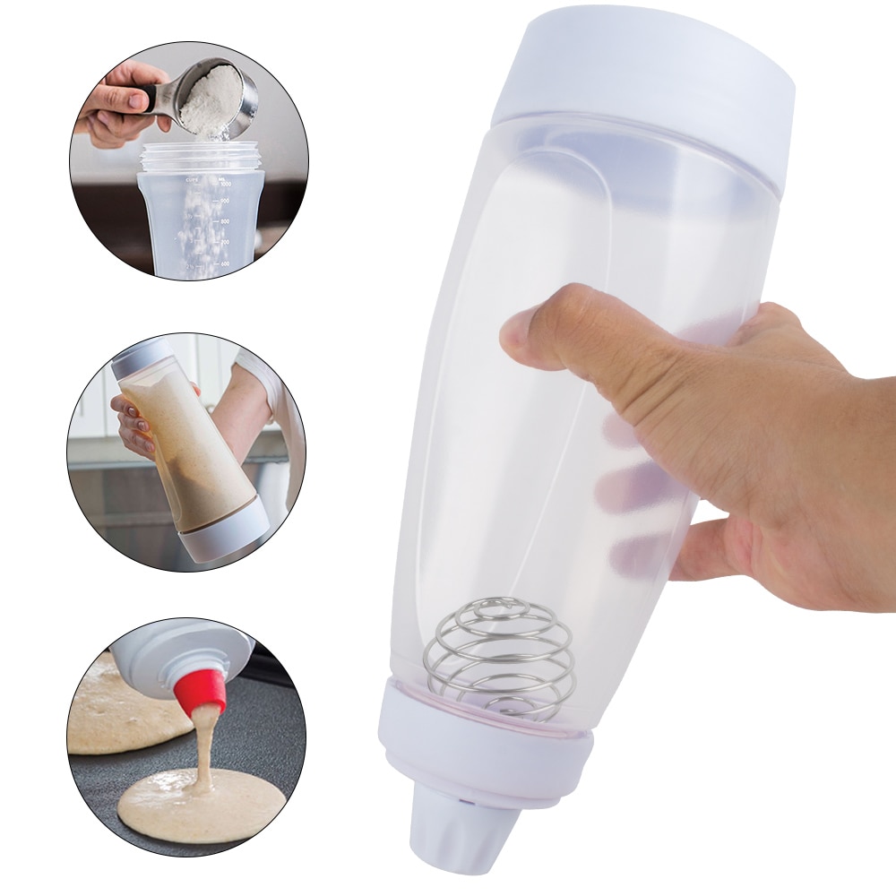 1000ml Hand Batter Mixing Bottle Cupcake Waffles Pancake Batter Shaker Bottle Muffin Home Kitchen Tools