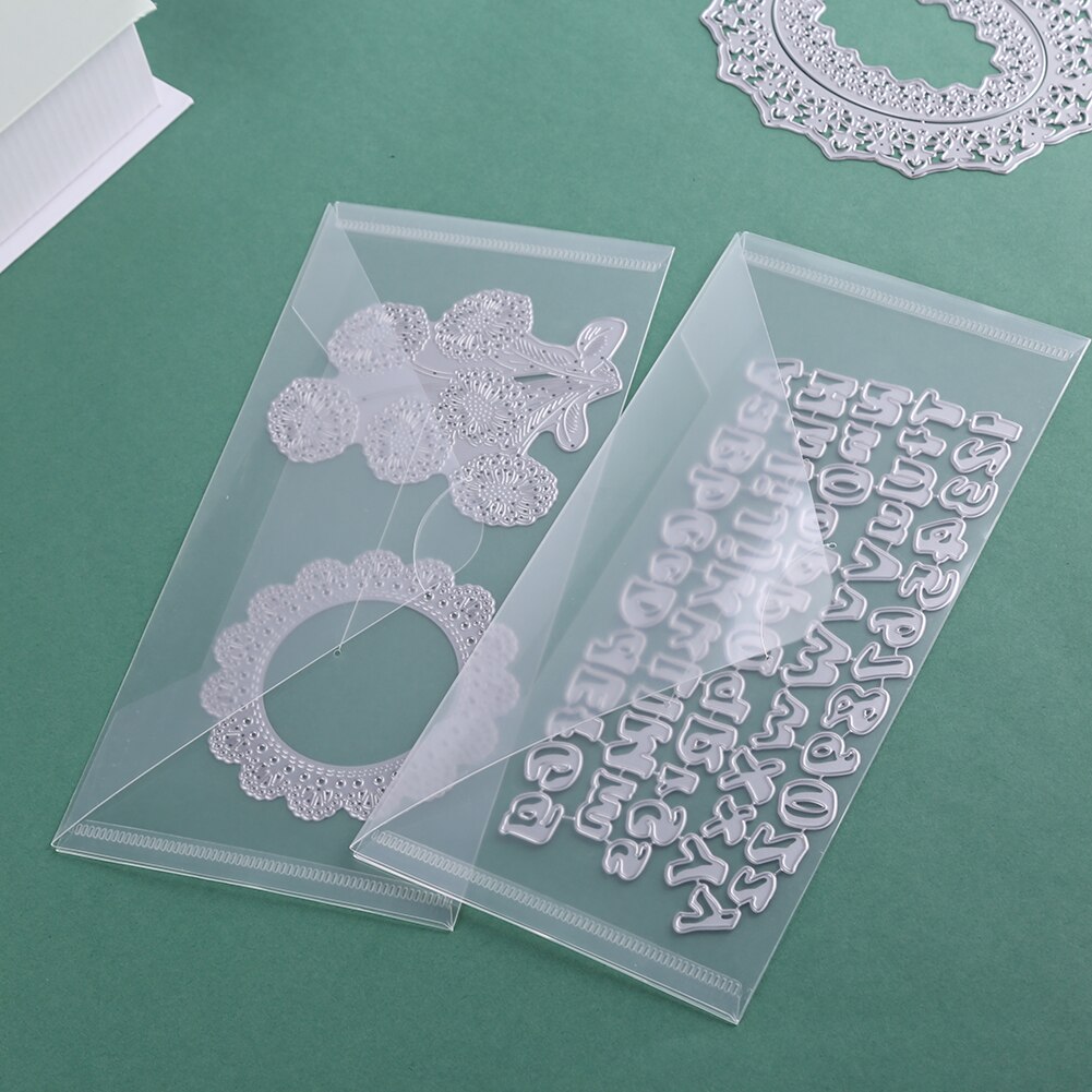 10pcs/Set Transparent Plastic Storage Bags For Storage Cutting Dies Foil Plates Clear Stamps Embossing Folders Organizer Bag