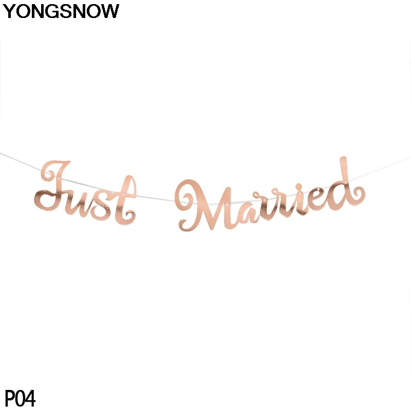 Goud Zilver Gelukkige Verjaardag Gewoon Getrouwd Happy Wedding Banner Garland Voor Wedding Party Verjaardag Opknoping Gors Decoratie Favor: rose juest married