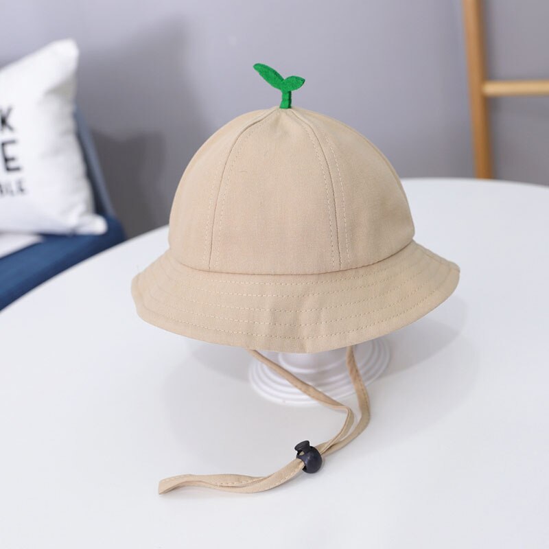 Solid Color Baby Hat Cartoon Little Grass Kids Bucket Hat Summer Breathable Cotton Children Fisherman Cap: beige