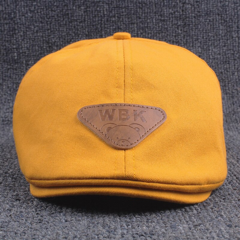 Børn bomuldsbasker børn motorhjelm hat varme kasketter dreng pige nyhedsdreng kasket dreng efterår vinter varm gorro: Gul