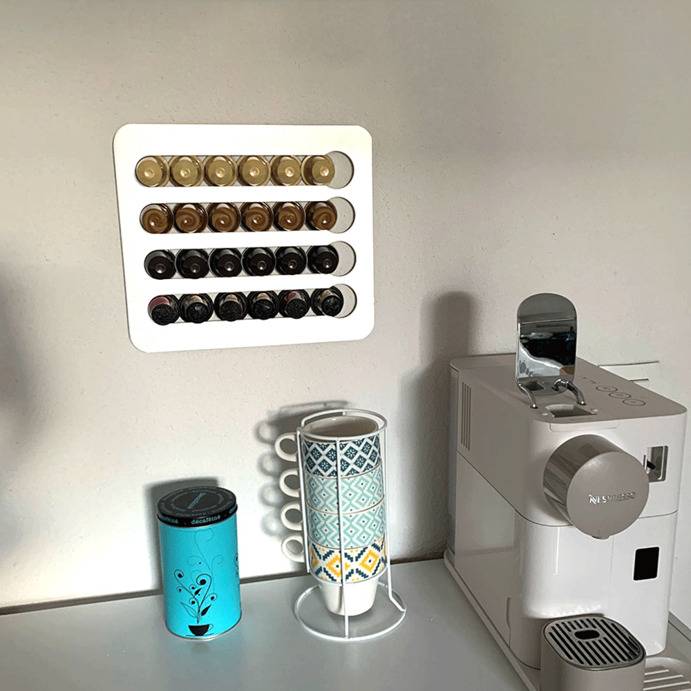 Hoomin Opslag Planken Nespresso Capsule Houder Stand Voor Kasten Muur Glazen Deuren Aluminium Koffie Pod Rack 24 Cups
