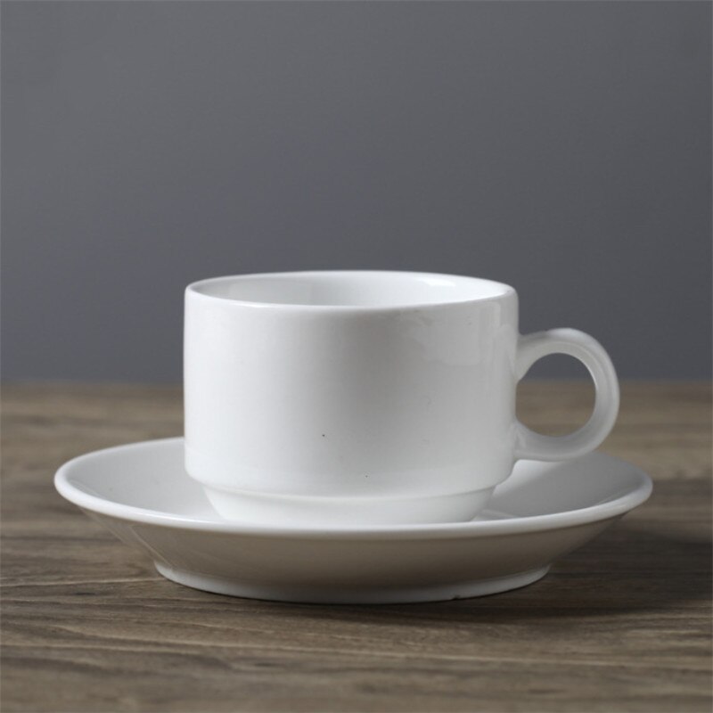 European Ceramic Minimalist Coffee Cup with Saucer Set White Porcelain Afternoon Teacup Latte Cappuccino Mug Drinkware: B