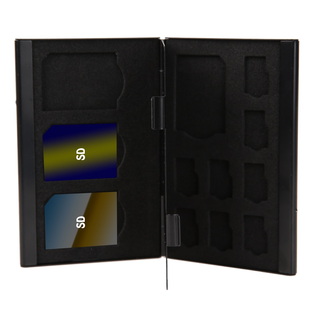Caja de almacenamiento de tarjeta de memoria de aleación de aluminio de doble capa ALLOYSEED 4 * SD 8 * Micro SD/TF, funda protectora de almacenamiento, accesorios de soporte