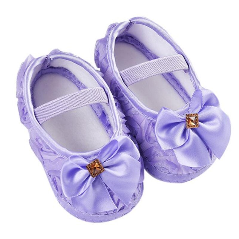 Baby Toddler Shoes Infant Flower Soft Sole Kid Girls Boy Baby Rose Bowknot Elastic Band Crib Shoes Prewalker 0-18 Months: Purple / 7-12 Months