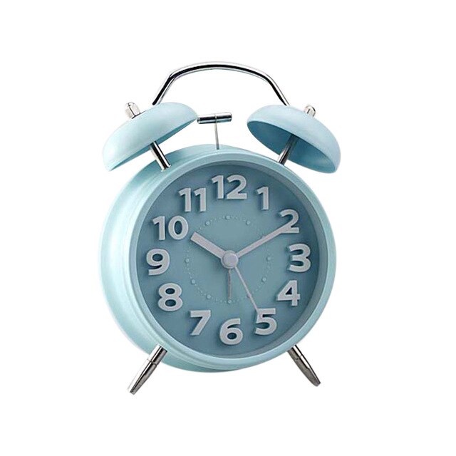 Metal Alarm Clock Double Bell Desktop Timer Livingroom Silent Alarm Clock Portable Lazy Person Quartz Movement Alarm Clock: Blue