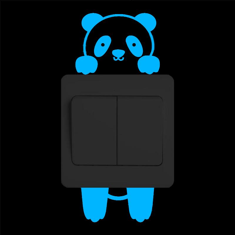 Leuke Panda Light Switch Sticker Glow in The Dark Cartoon Animal Muurtattoo Kids Kamers Kinderen Slaapkamer Jongen Meisje Thuis DIY Decor