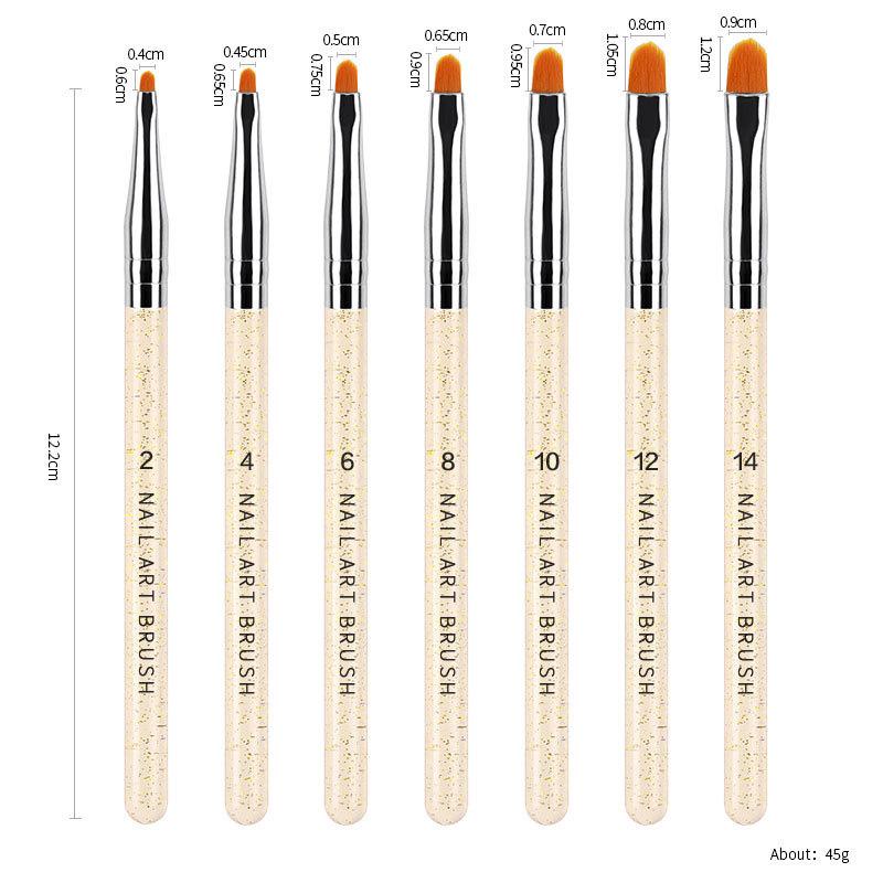 5/7/8 Stuks Nail Art Liner Tekening Pen Brush Diy Uv Gel Nail Lijn Strepen Schilderen Pen acryl Handvat Manicure Tool 7/9/11/15/20Mm: pattern 8