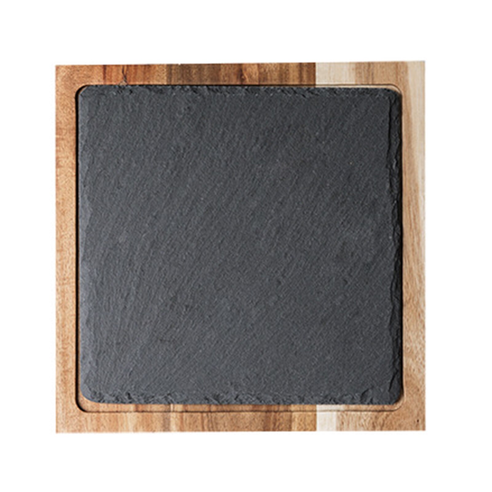 Steak Serving Board Multipurpose Wooden Serving Tray Easy To Clean Serving Plate With Slate Stone For Home Kitchen: square