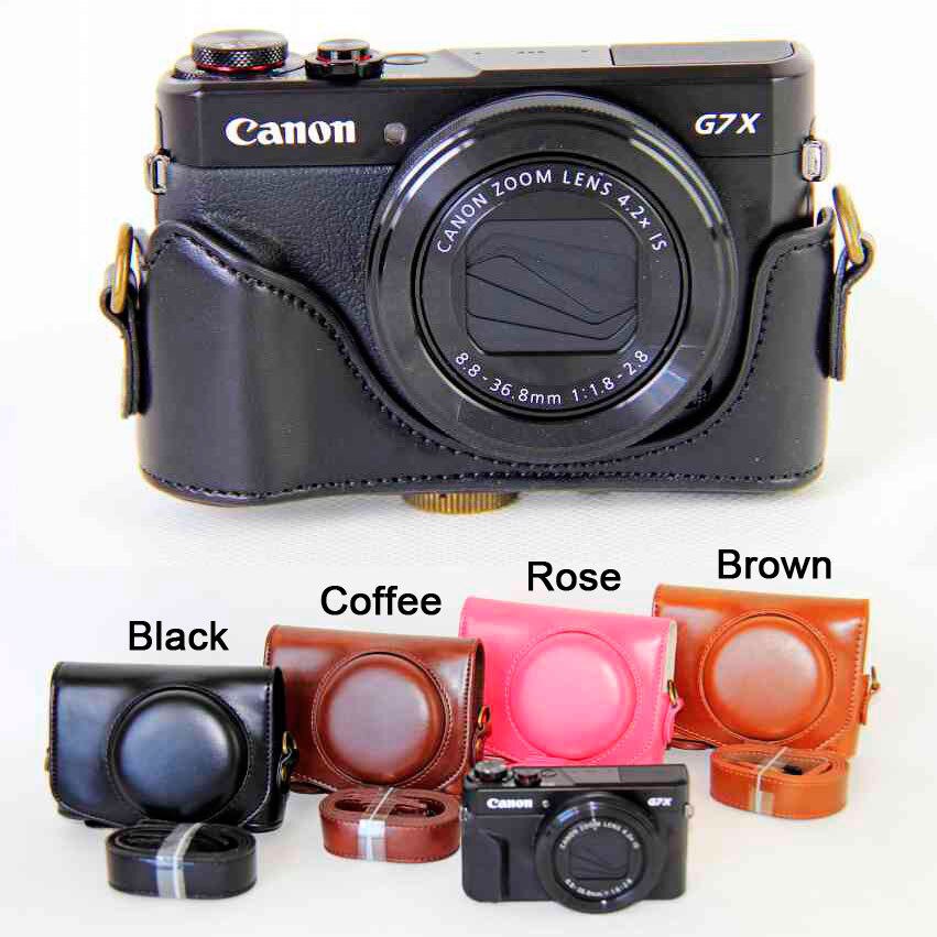 Camera Bag Case Voor Canon Powershot G7X Pu Lederen Camera Case Set Cover Met Riem