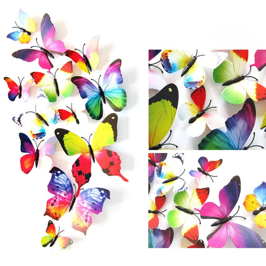 12pcs/set 3D Double layer Pteris butterfly Wall St... – Grandado