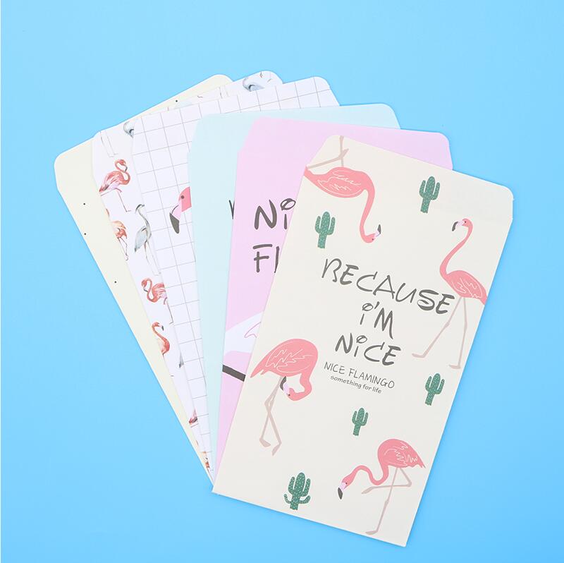6 stk / posere kawaii dyr kinesisk konvolutt tegneserie kul katt flamingo chinchilla konvolutt barnehage  (19.8 * 11cm): Flamingoer