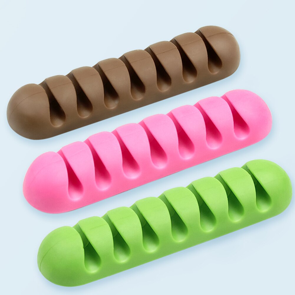 7Holes Silicone Cable Winder USB Cable Organizer Wire Winder Cable Management Clips for Mouse Headphone Earphone Cable Holder