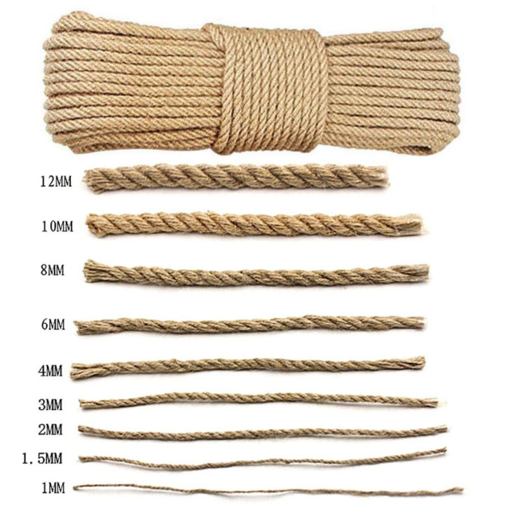 Cuerdas de yute de 10mm y 10-50m, hilo de cáñamo Natural, decoración nórdica para el hogar, bricolaje