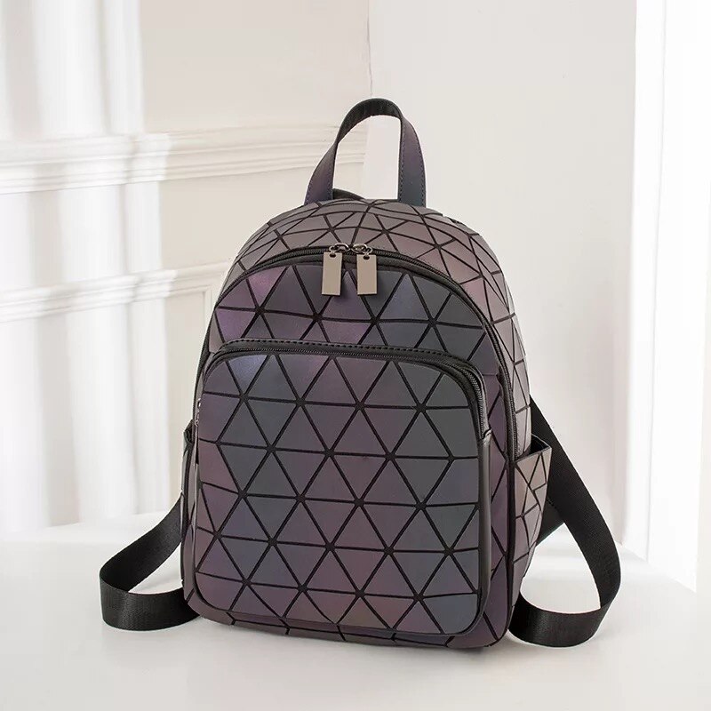 Holographic Luminous Rhombus Geometric Bag Cool Colorful Portable Diagonal Backpack: Style C