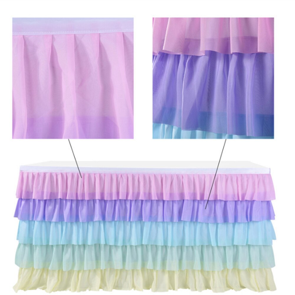 Falda De mesa De gasa con tema De unicornio, falda De mesa De princesa, Decoración De cumpleaños, tul, Bleu, Nappe De mesa, aniversario De boda