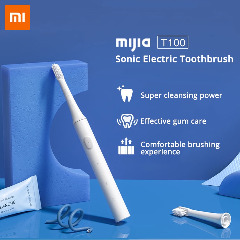 Xiaomi mijia sonic sähköhammasharja  t100 ultraääni automaattinen hammasharja usb ladattava ipx 7 vedenpitävä kaksi kirkasta tilaa