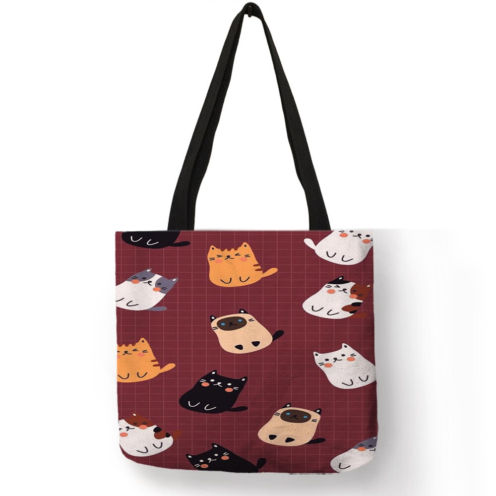 Frauen Reise Praktische Schulter Tasche Cartoon Schöne Katze Gedruckt Langlebig Leinen Tote Tasche für Marketing Mädchen Casual Schule Handtasche: 005