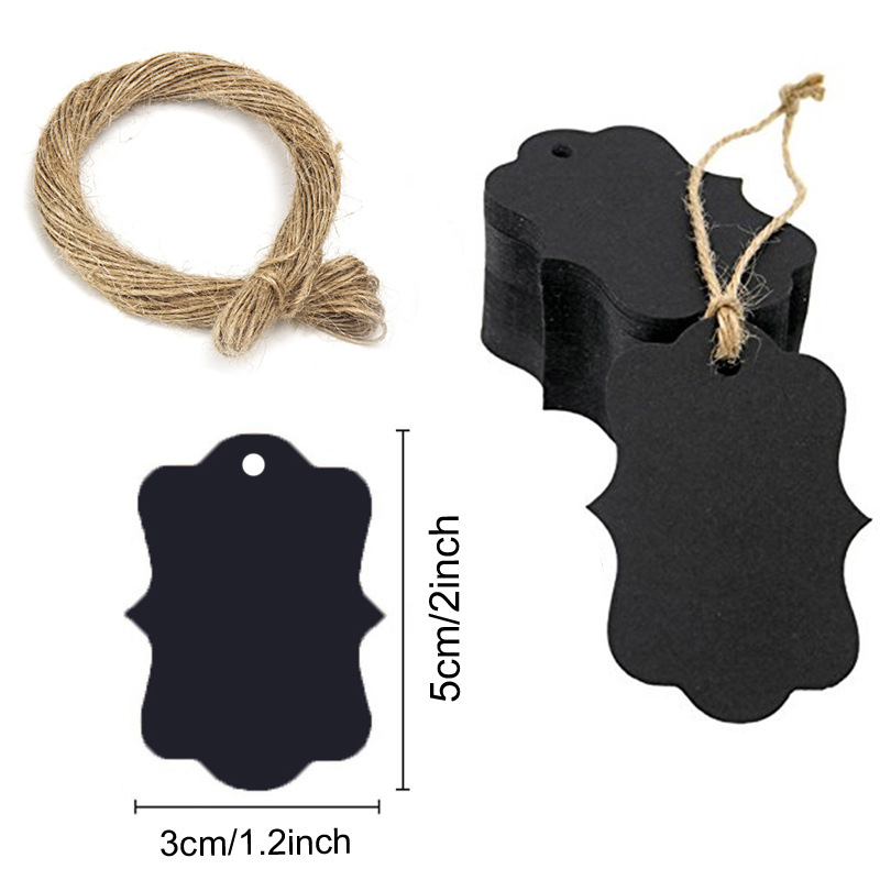 Étiquette vierge en papier Kraft, 100 pièces, peut être écrit à la main, fait maison, liste de prix de produit, étiquettes de vêtement: Black