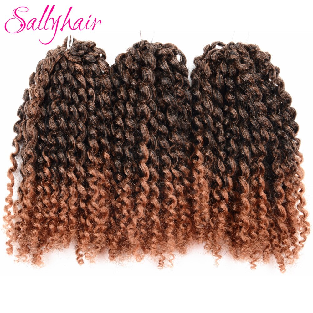 3 unids/set trenzas de ganchillo sintéticas Marley trenza Marlibob Ombre negro marrón púrpura rizado Crochet Jumbo trenzado extensiones de cabello
